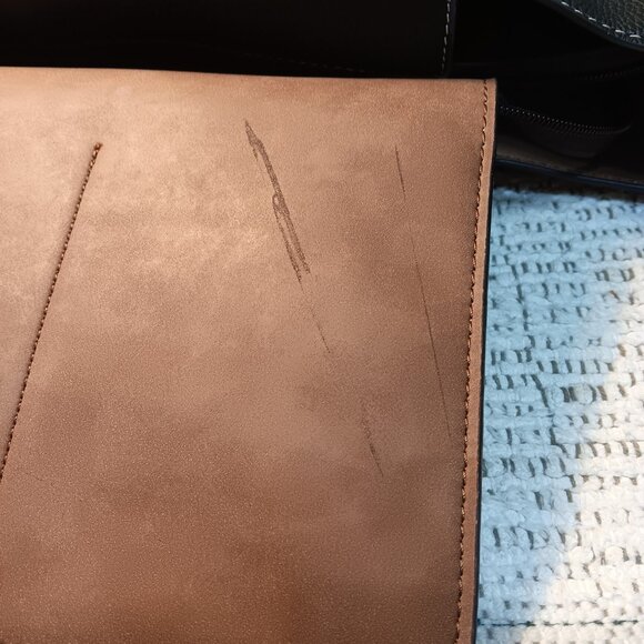 London Fog black faux leather large tote bag purse - Picture 10 of 14